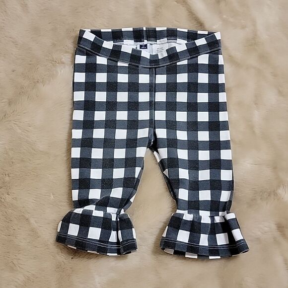 JANIE AND JACK BLACK AND WHITE GINGHAM PONTE PANTS, SIZE 12-18 MONTHS - Picture 1 of 4